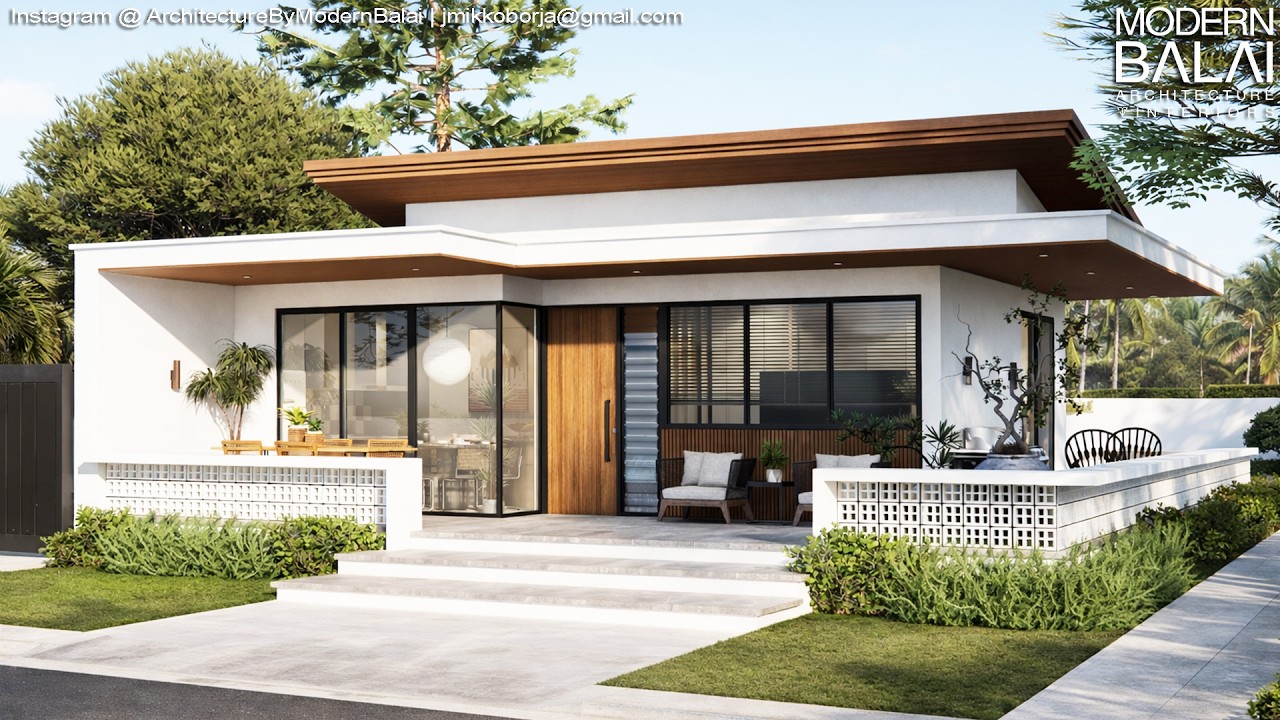 Simple Life in a Farmhouse 2 Bedrooms Tiny House Design Idea 7.5 x 8.5 Meters with Floorplans