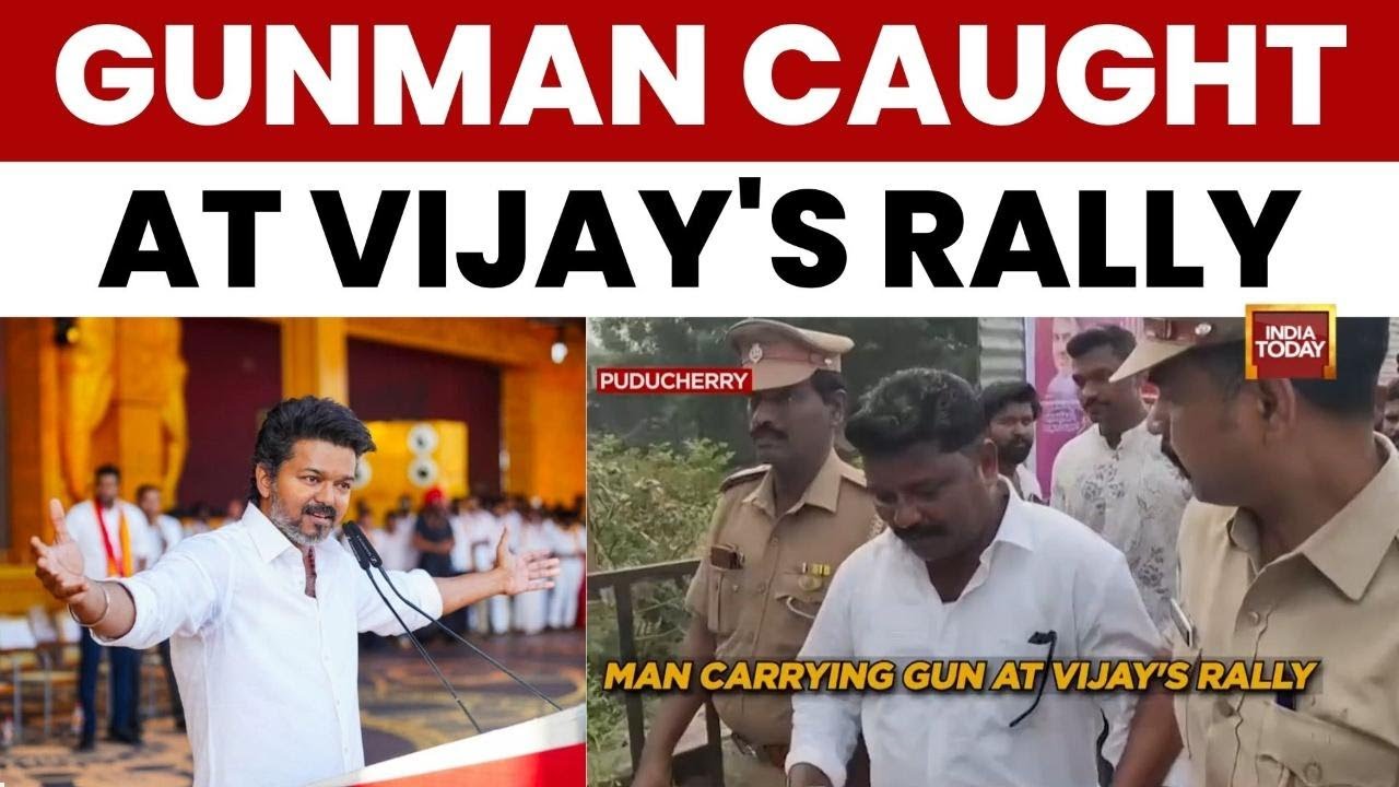 Gun Scare at Vijay&rsquo;s TVK Rally | Chaotic Crowd at Puducherry Public Meeting | India Today News