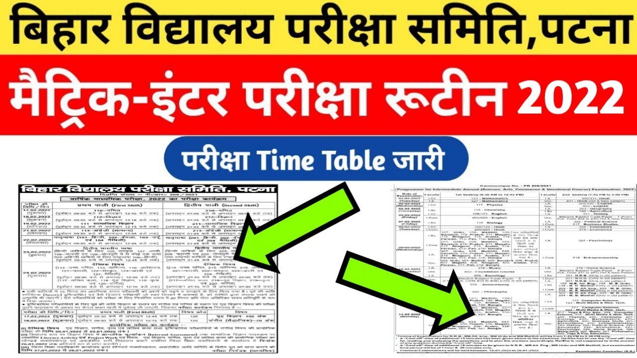 Bihar Board 10th Exam 2022 Routine Download | BSEB Matric 2022 Exam Datesheet Download