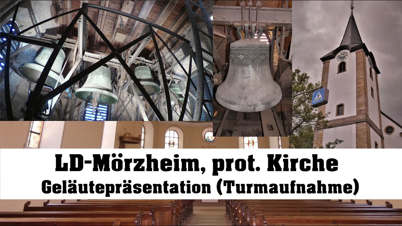 Landau-Mörzheim, evangelische Kirche, Geläutepräsentation (Turmaufnahme)