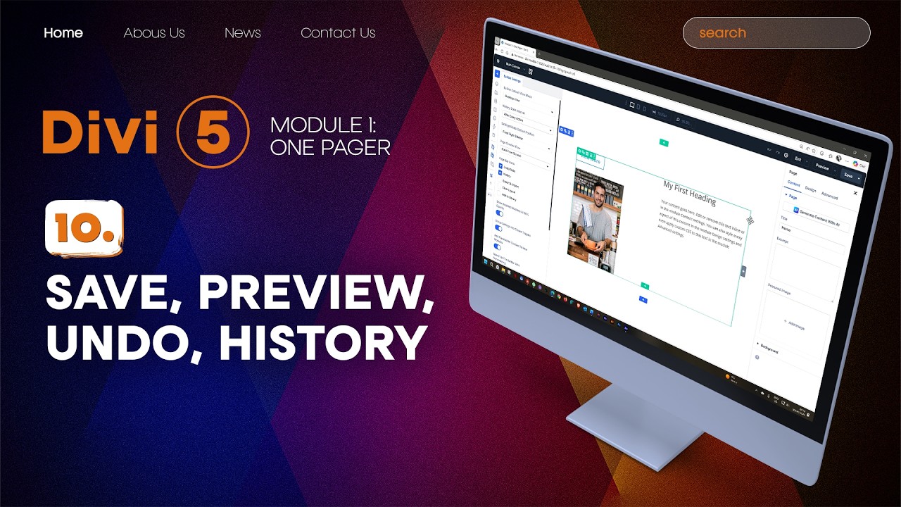 Save, preview, undo and history, Divi 5&mdash;Module 1 WordPress 2026