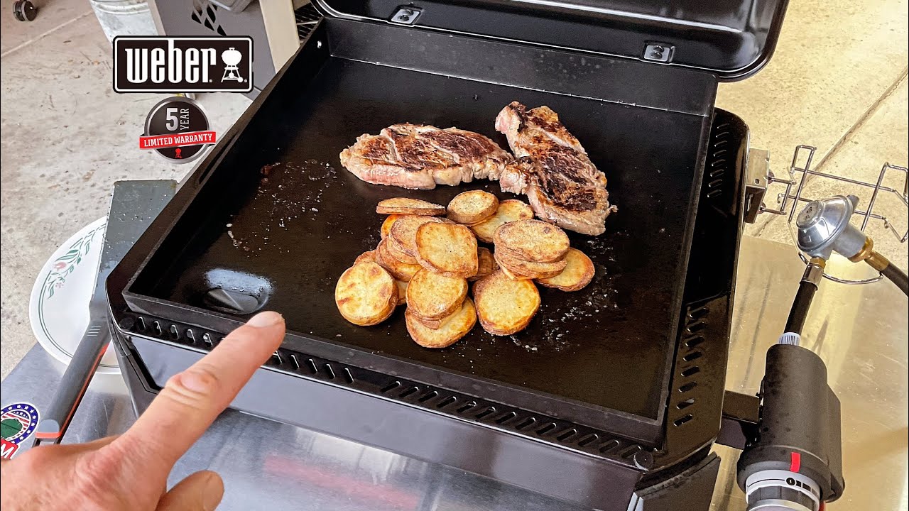 Weber Traveler 17&rdquo; Portable Gas Griddle / Steak and Tators!