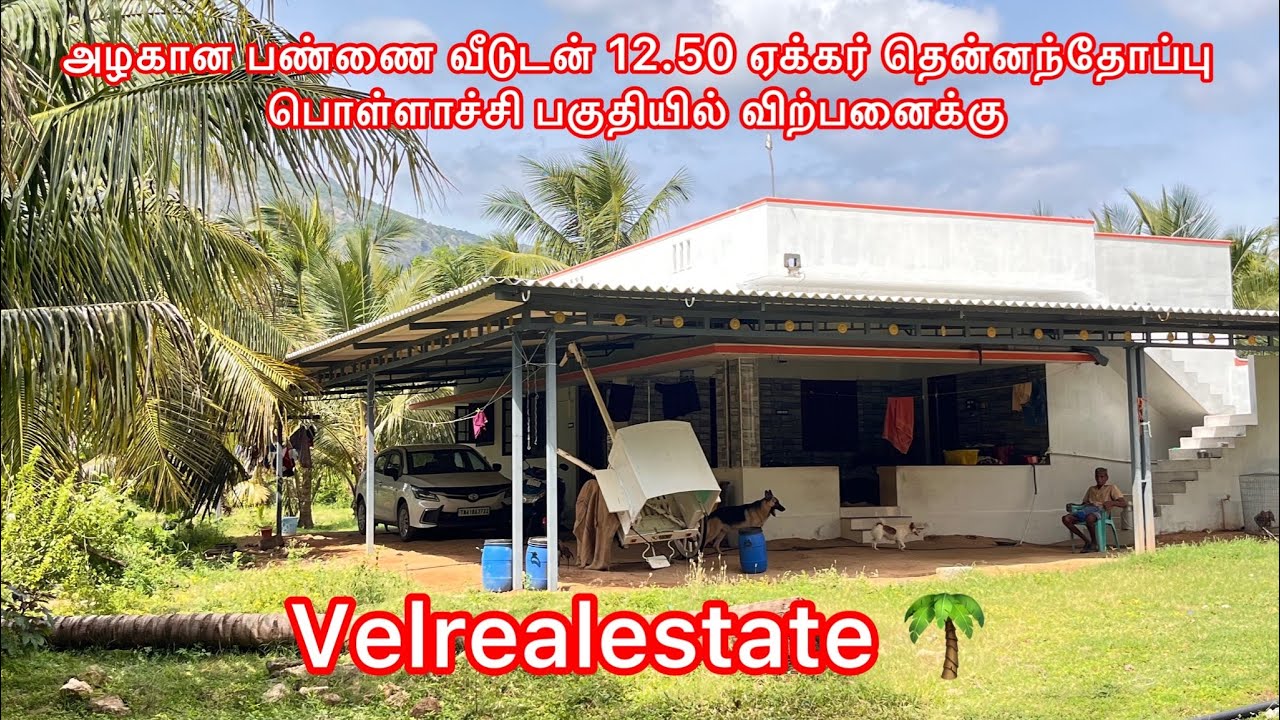 அழகான பண்ணை வீடுடன் 12.50 ஏக்கர் தென்னந்தோப்பு பொள்ளாச்சி பகுதியில் விற்பனைக்கு #pollachi #agri