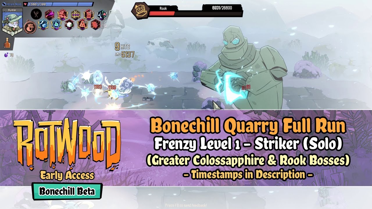 Rotwood Early Access | Bonechill Beta - Bonechill Quarry [Frenzy 1 - Striker] Solo Run (Rook Boss)