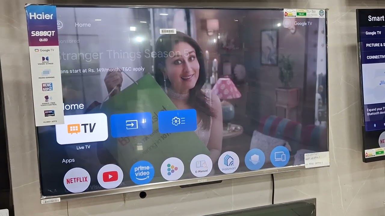 QLED  | 43INC  | HAIER | S800QT | GOOGLE TV | MEMC 6HZ | PRICE 22000