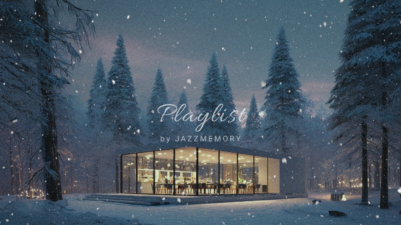 [playlist] Спокойный медленный джаз в заснеженном лесном кафе | JazzMemory