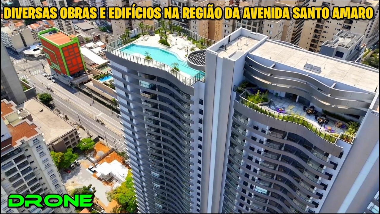 Drone na Av. Santo Amaro: Diversas obras e edifícios da região - São Paulo