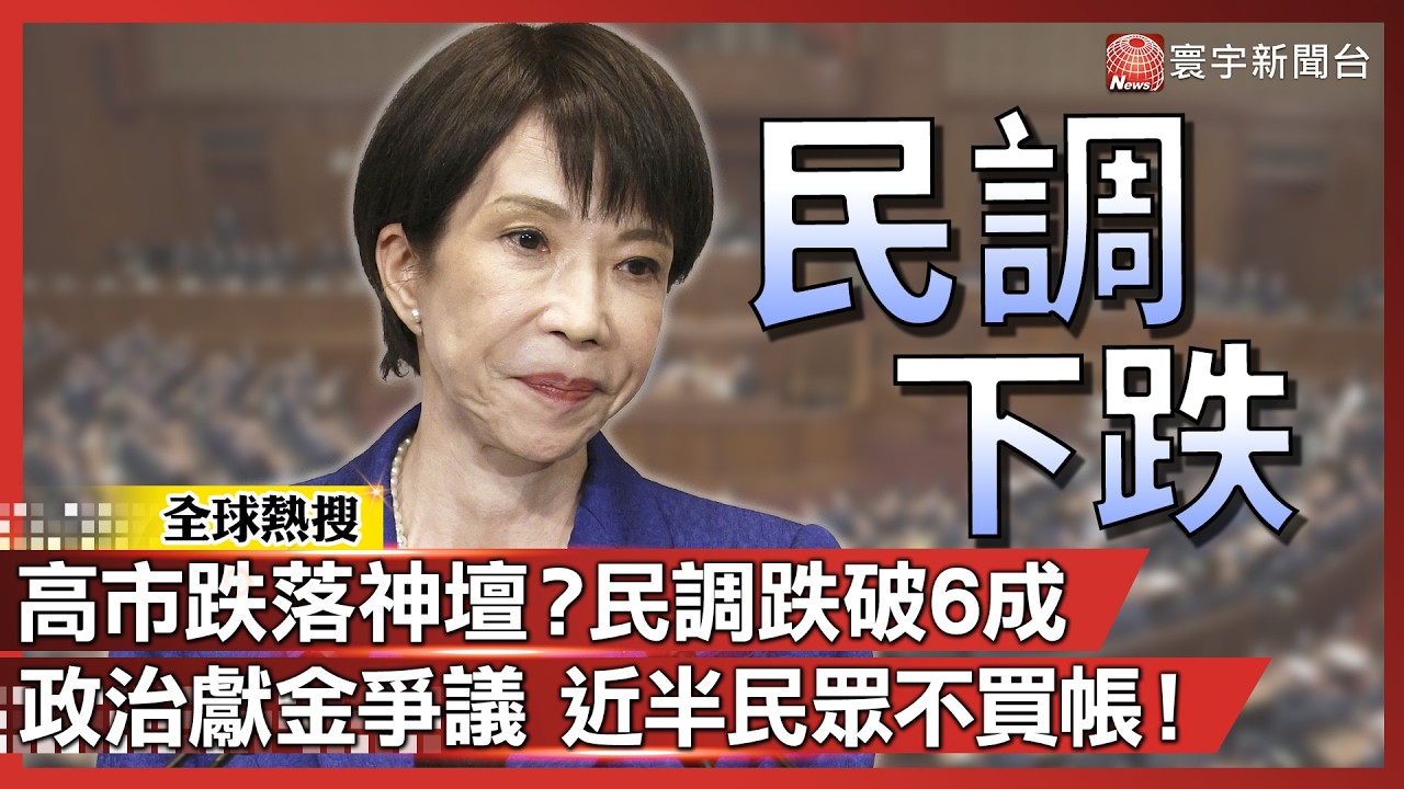 高市早苗跌落神壇？支持率跌破6成創新低！政治獻金爭議 近半民眾認為不妥！｜#寰宇全視界@globalvisiontalk