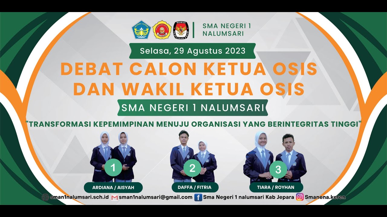 DEBAT CALON  KETUA dan WAKIL KETUA OSIS SMAN 1 NALUMSARI PERIODE 2023/2024