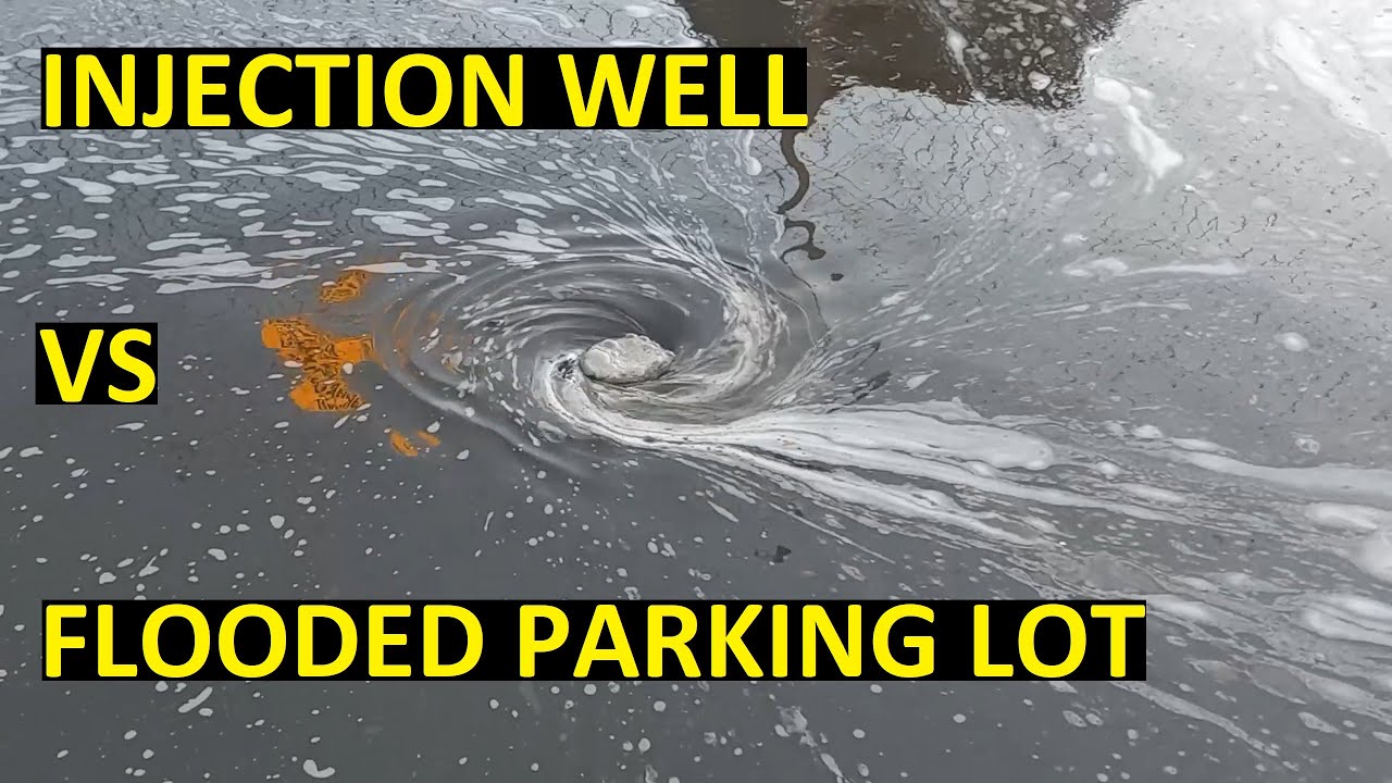 Draining a flooded parking lot (crazy looking foamy water)