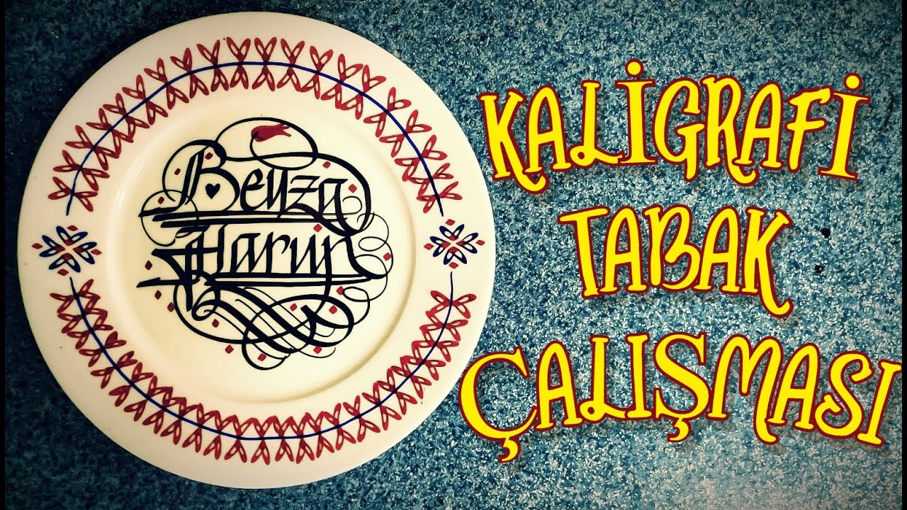 Kaligrafi Beyaz Porselen Tabak Çalışması (Beyza&Harun)