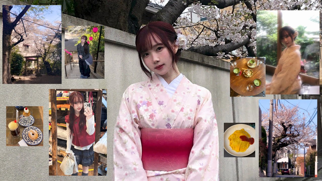 ootd vlog ✲ﾟ*｡✿ 먹짱 미소녀들의 도쿄 벚꽃 여행기 2탄!🌸 가마쿠라 인생 느좋 카페🍵 시모키타자와 빈티지샵 쇼핑👚나카메구로 벚꽃 강 • 韓国人の東京旅行