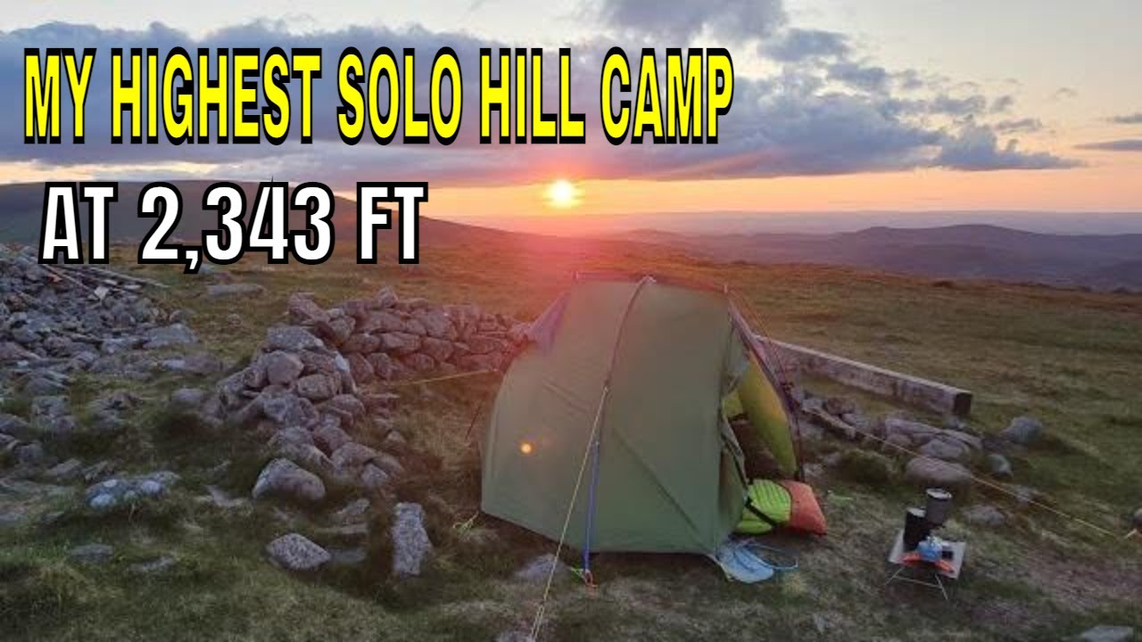 SOLO WILD CAMP ON HEDGEHOPE HILL IN STRONG WINDS