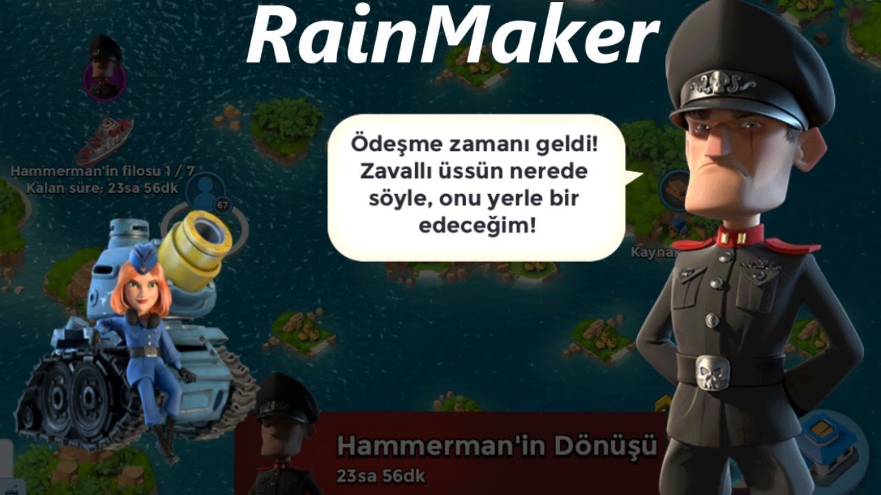 Hammerman Savunması Fırtına Tank RainMaker Boom Beach Türkçe Eğitim