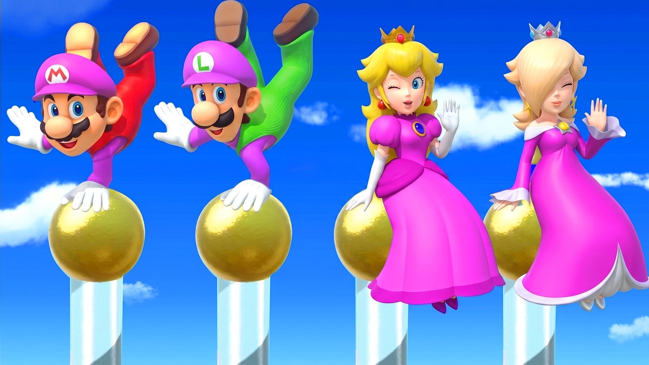 Super Mario Party - All Minigames with Bubble Outfits! Mario Vs Luigi Vs Peach Vs Rosalina