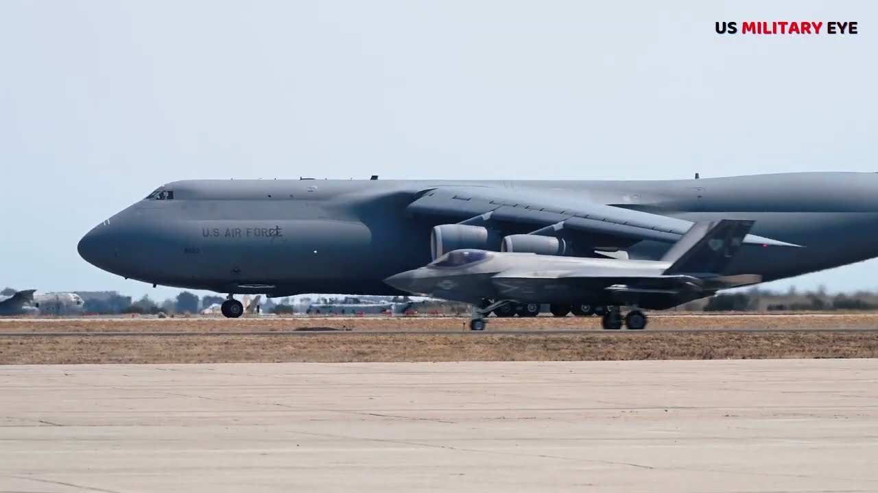 Китай и Россия в шоке! Американский самолет C-5M взлетает на полной скорости.