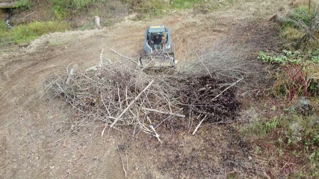 Forestry Mulcher VS Brush Pile - Drone Footage