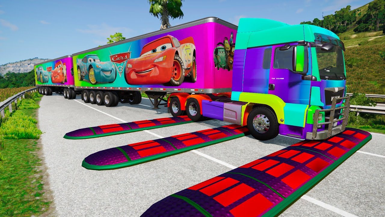 Trucks vs Upside Down Speed Bumps | BeamNG.DRIVE