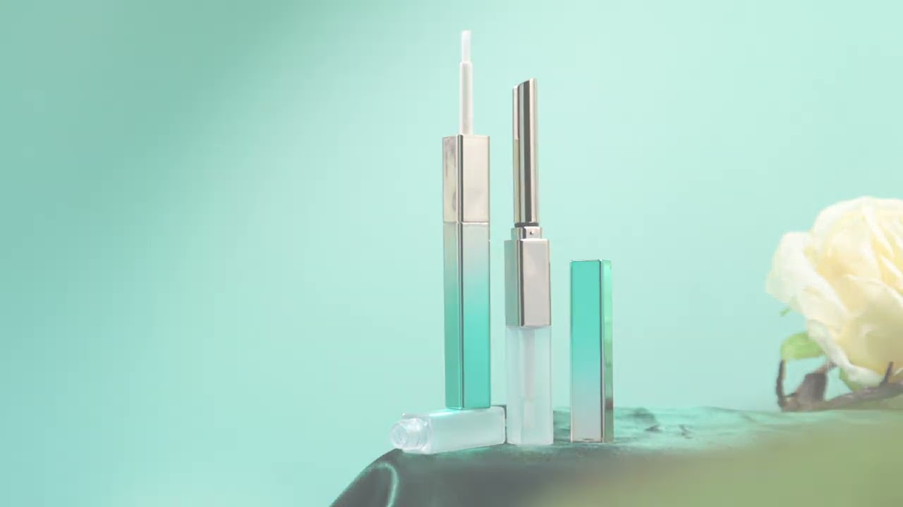 Dual ended slim lipstick tube and lipgloss tube