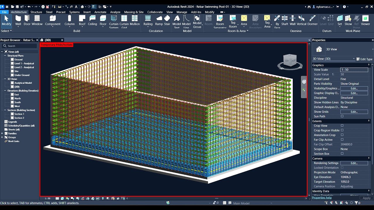 Rebar Swimming Pool Tutorial in Revit 2024