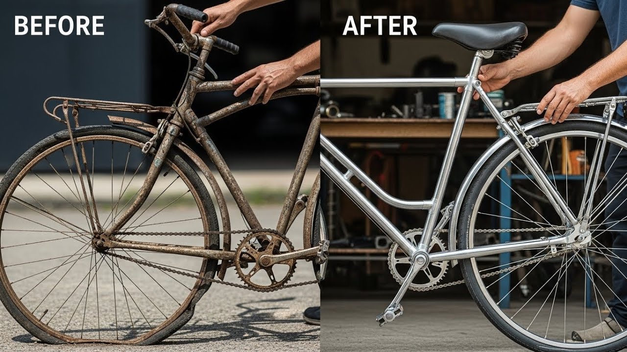 Old Bicycle Restoration by Hand – Watch Rusty Bike Transform Before Your Eyes!