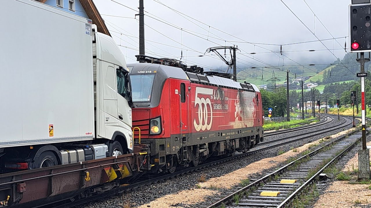 Matrei am Brenner: 1216 025 Weltrekord-Lok 357km/h, 500th Loco 1293 018, ROLA-Züge & KLV Züge