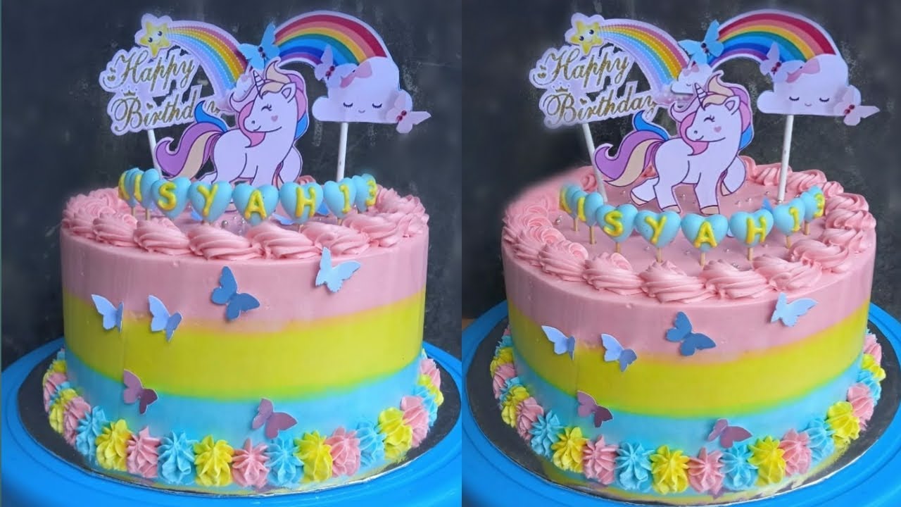 CARA MUDAH MEMBUAT KUE ULANG TAHUN KUDA PONI || kue ultah simpel kuda poni || kue ultah anak cewek