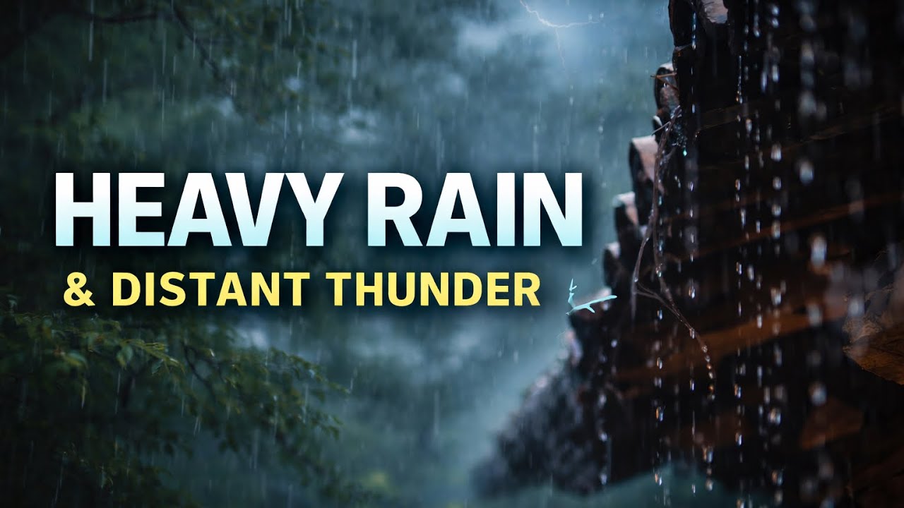 Heavy Rain & Distant Thunder ⛈️ | For Ultimate Focus, Study & Sleep 