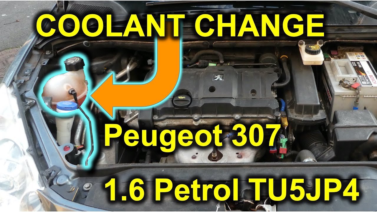 Замена охлаждающей жидкости/антифриза Peugeot 307 (2008; 1.6 бензин; TU5JP4; рестайлинг/фейслифтинг)