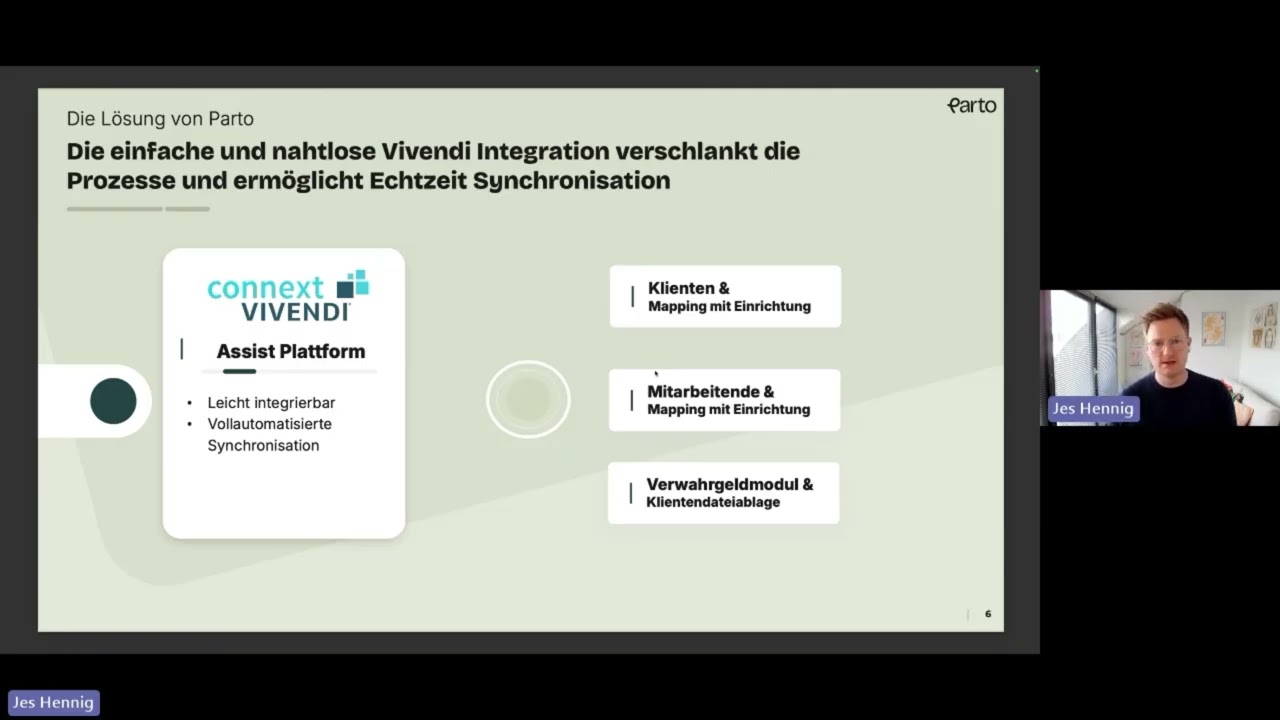 Parto Vorstellung beim digitalen Connext Vivendi Anwendertreffen 2026