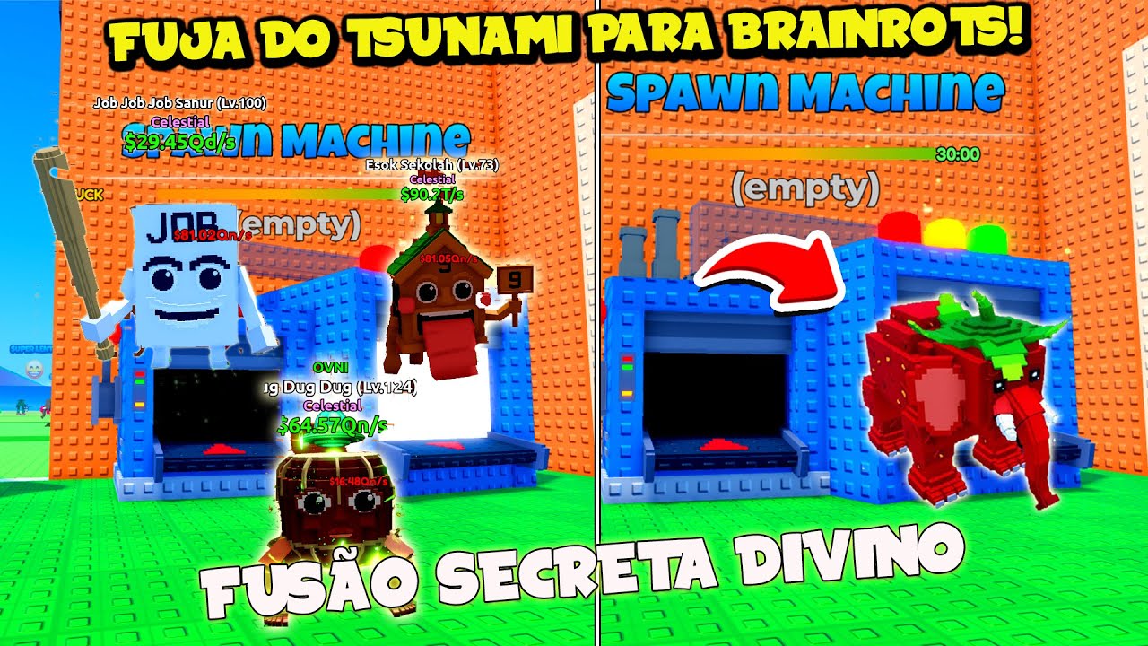 DESCOBRI A CONBINAÇÃO SECRETA DIVINO DA NOVA MAQUINA DE FUSÃO DO FUJA DO TSUNAMI PARA BRAINROTS