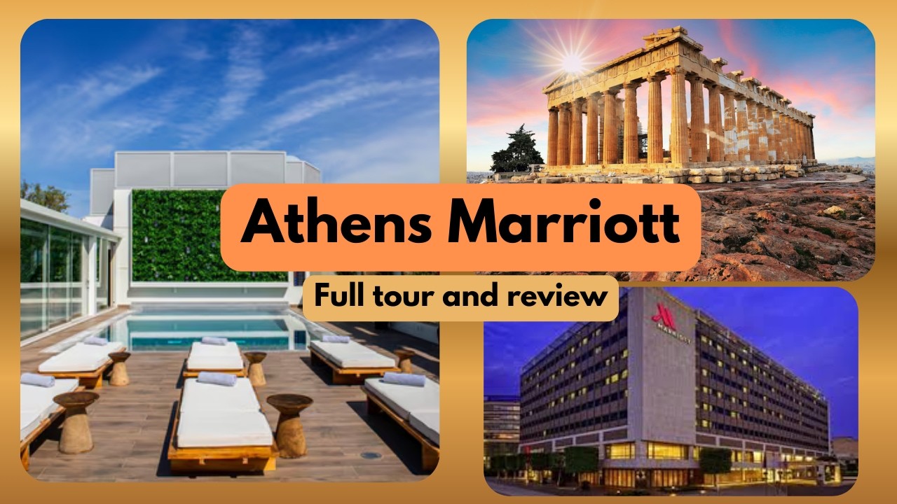Rooftop restaurant, bar, and pool.. Athens Marriott Hotel Tour and Review. Upgraded to a King Suite