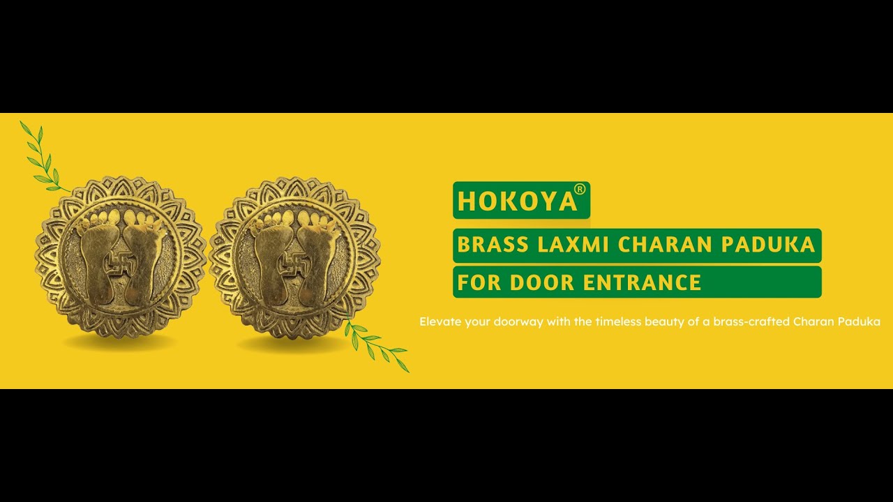 Handmade Brass Laxmi Charan Paduka For Door Entrance, Decorating Your Home and Puja Room | HOKOYA