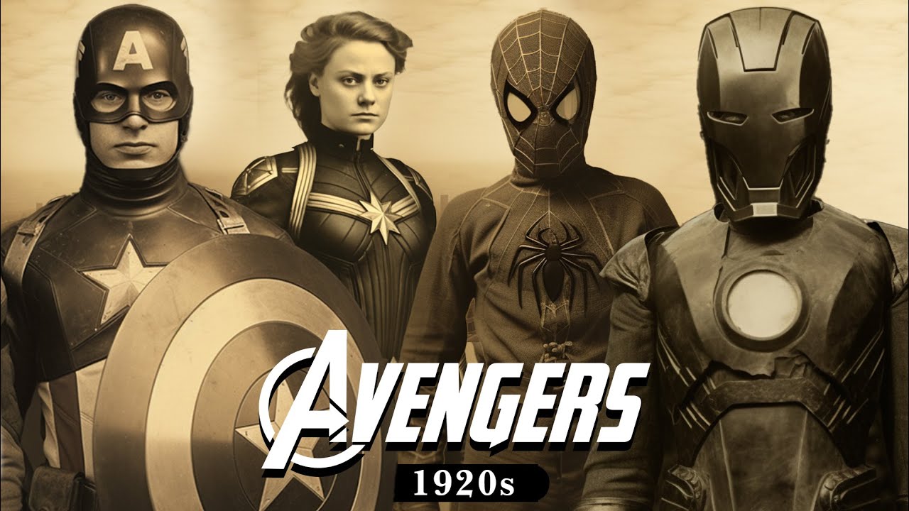 The Avengers 1925 retro movie (AI meme)