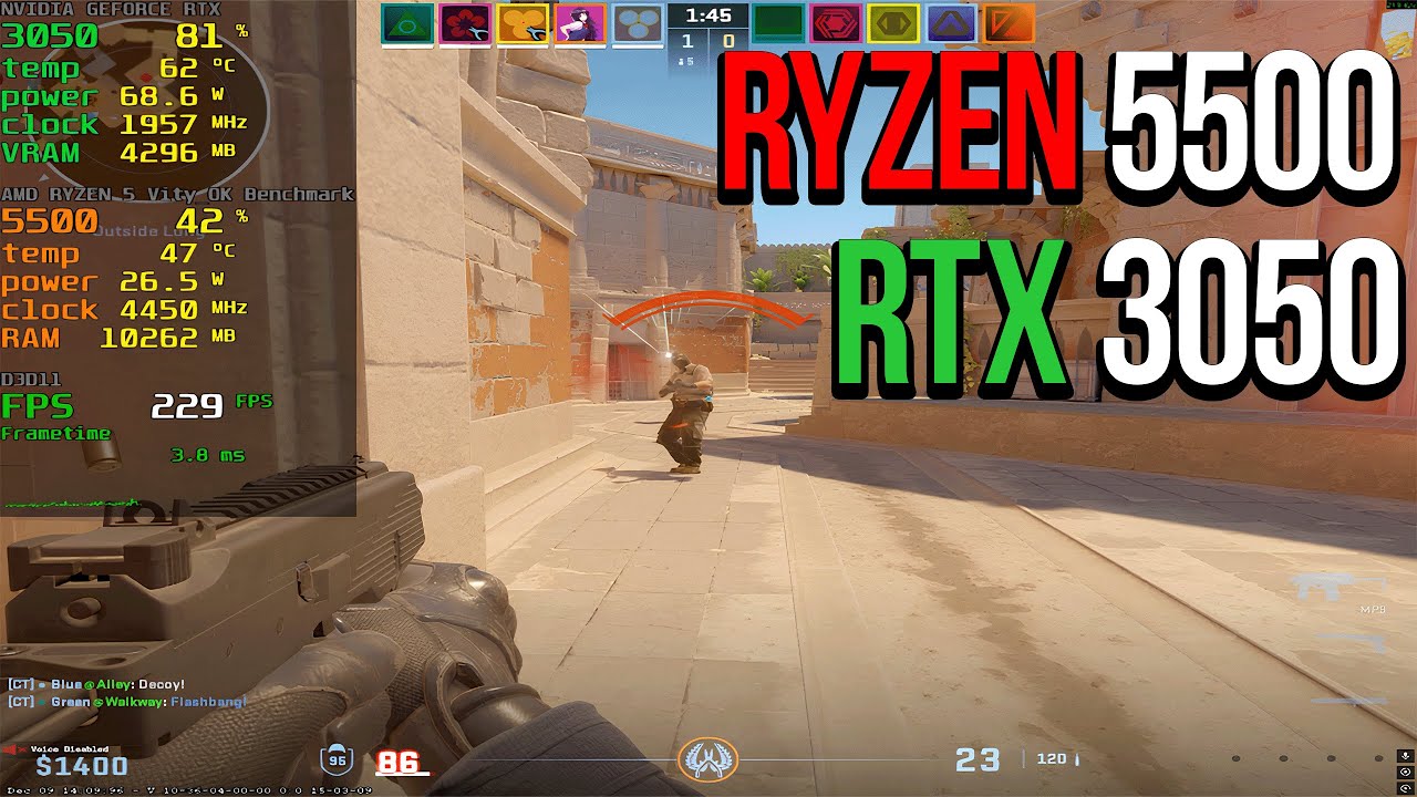 CS2 : RTX 3050 + RYZEN 5 5500 1280x960 FPS TEST 16GB RAM