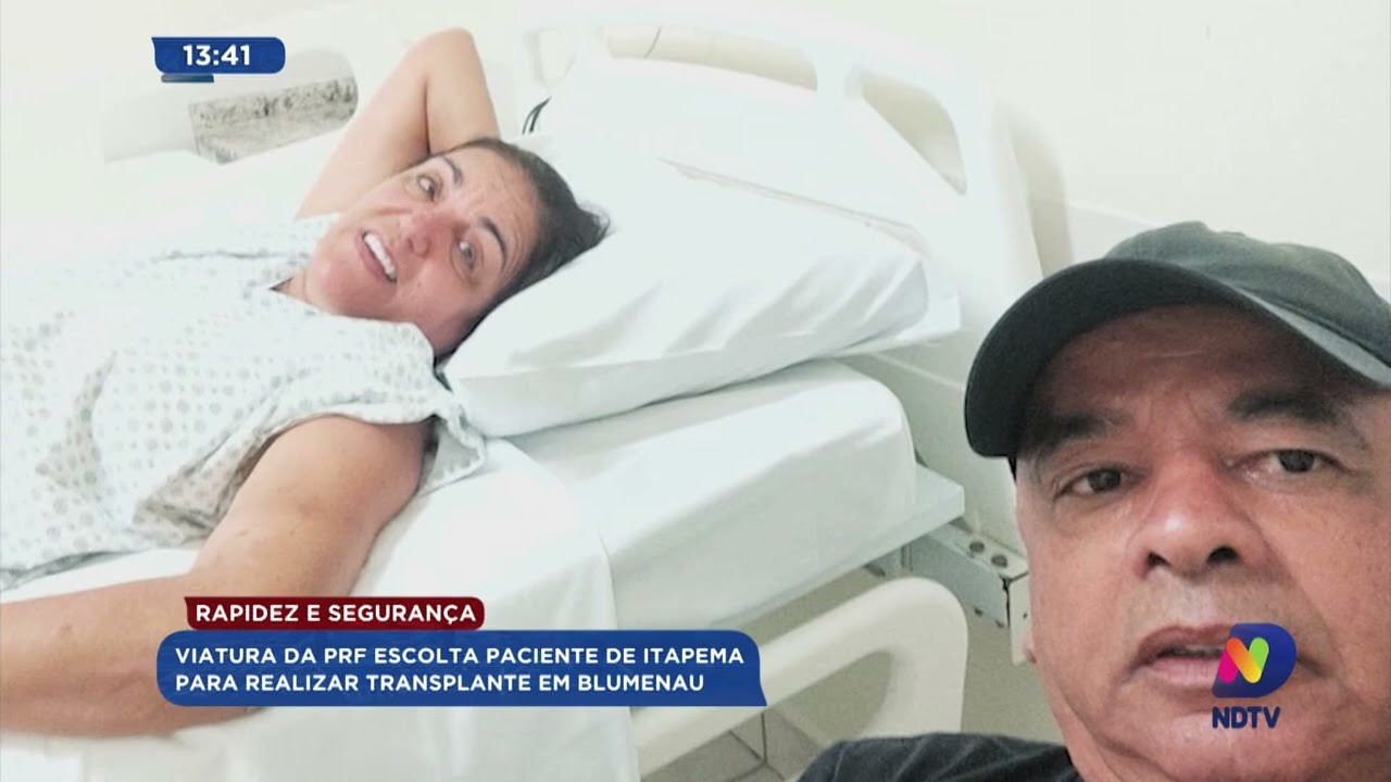 Viatura da PRF escolta paciente de Itapema para realizar transplante em Blumenau