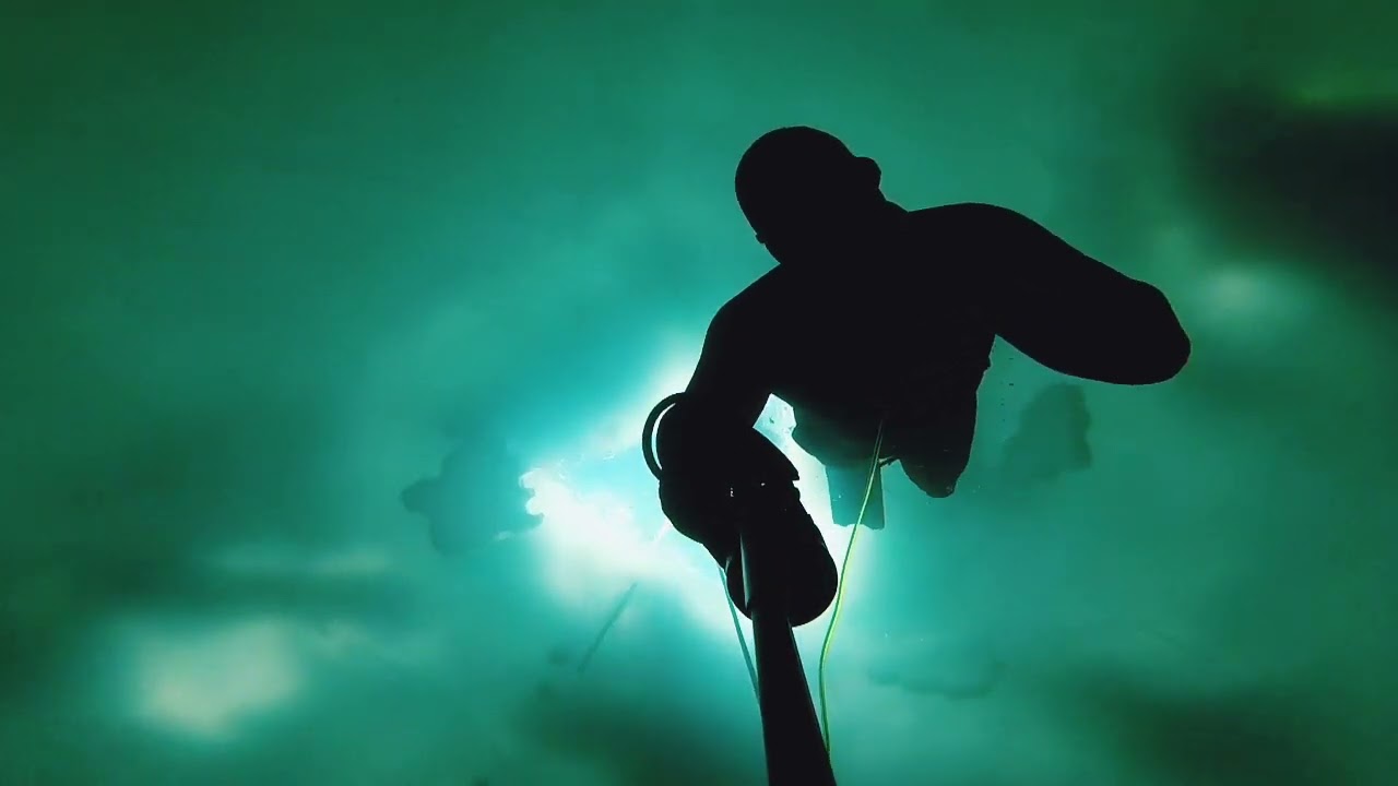 Freediving under ice, Lake Locknesj&ouml;n,  J&auml;mtland, Sweden