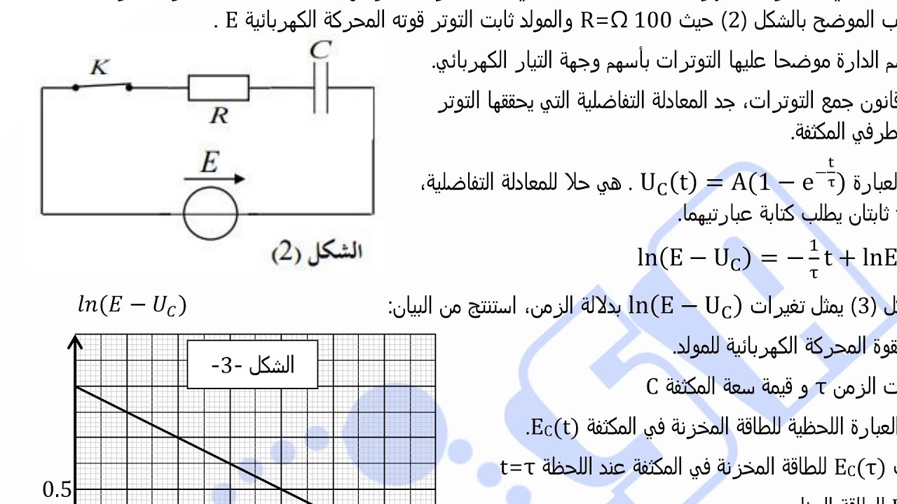 تمرين بكالوريا 2015 ( ر+تر )لكل الشعب حول#الظواهر_الكهربائية (#شحن مكثفة RC ) #بكالوريا2023