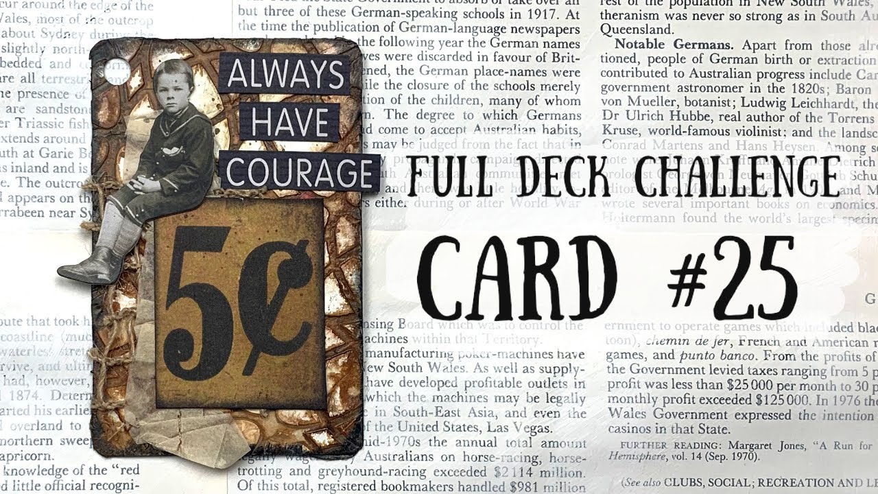 Vintage Altered Playing card | Card #25 | Full Deck Challenge 🦋 Shanouki 🦋🖌🖍