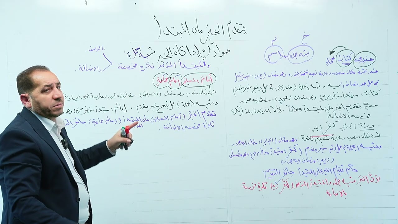 جزء الثاني من حلول لاسئلة وزارية حول تقديم الخبر على المبتدأ جوازا لأن المبتدا المؤخر نكرة مخصصة 78
