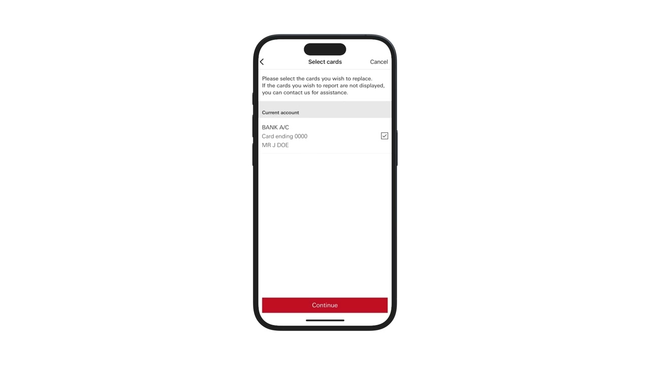 How to report your card lost or stolen using the HSBC UK app