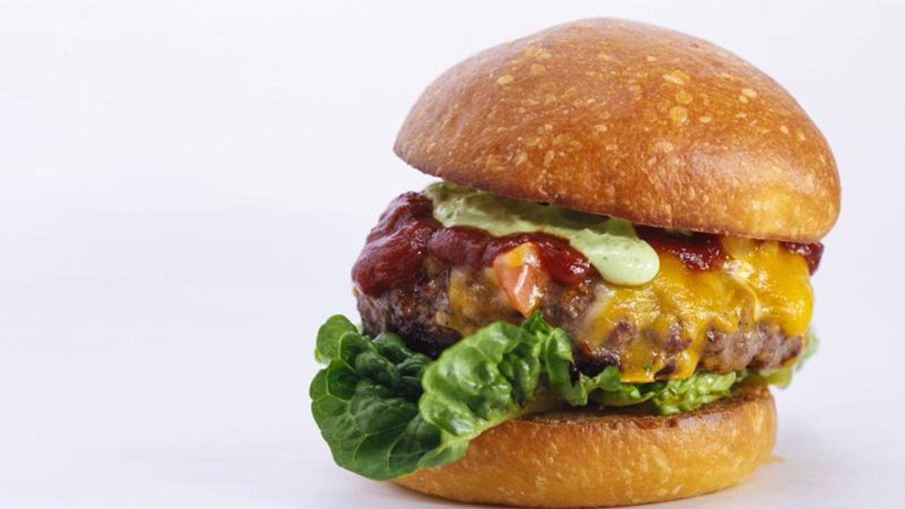 Two-Cheese Queso Burgers with Spiral of Two Sauces