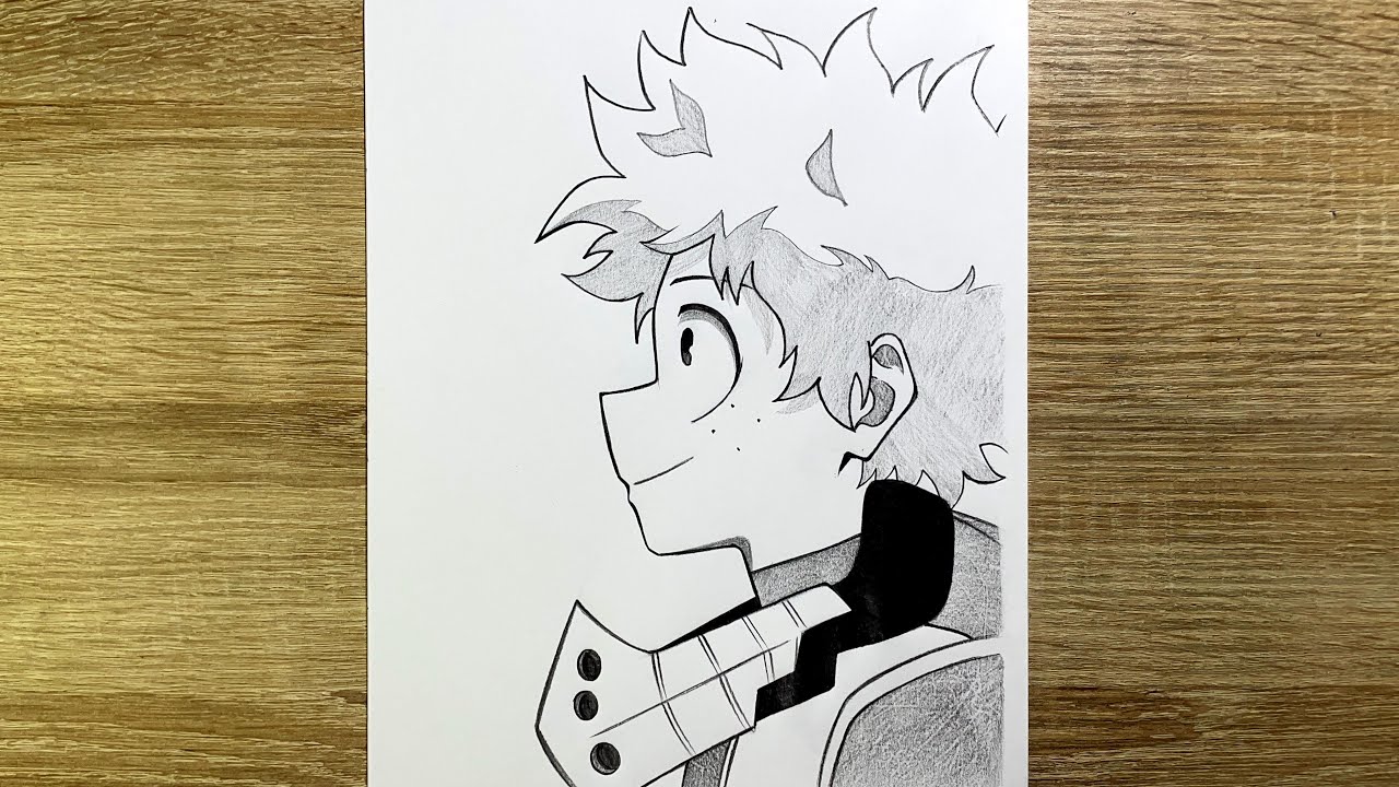 Como dibujar a Izuku Midoriya de My Hero Academia | Tutorial de dibujo anime fácil paso a paso