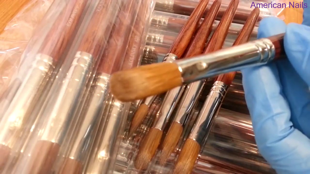 20 Kolinsky Round Brushes Crimped to Oval Shape ( American Nails )
