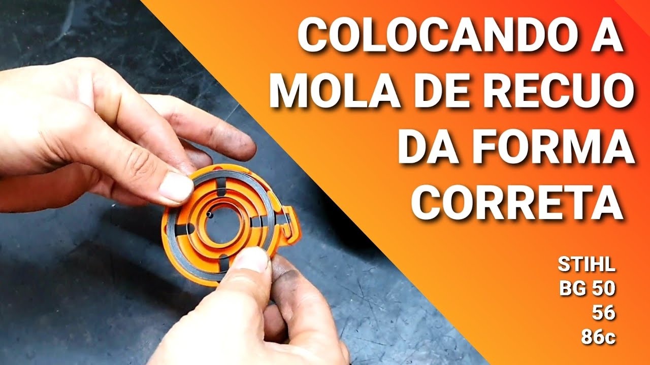 Como colocar a mola de recuo na partida dos sopradores STIHL BG 50/56/86C.