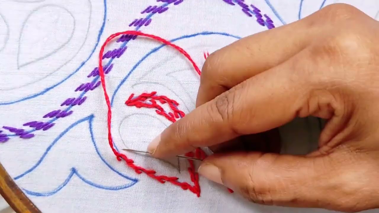 Hand embroidery latest nakshi kantha border line design stitch tutorial