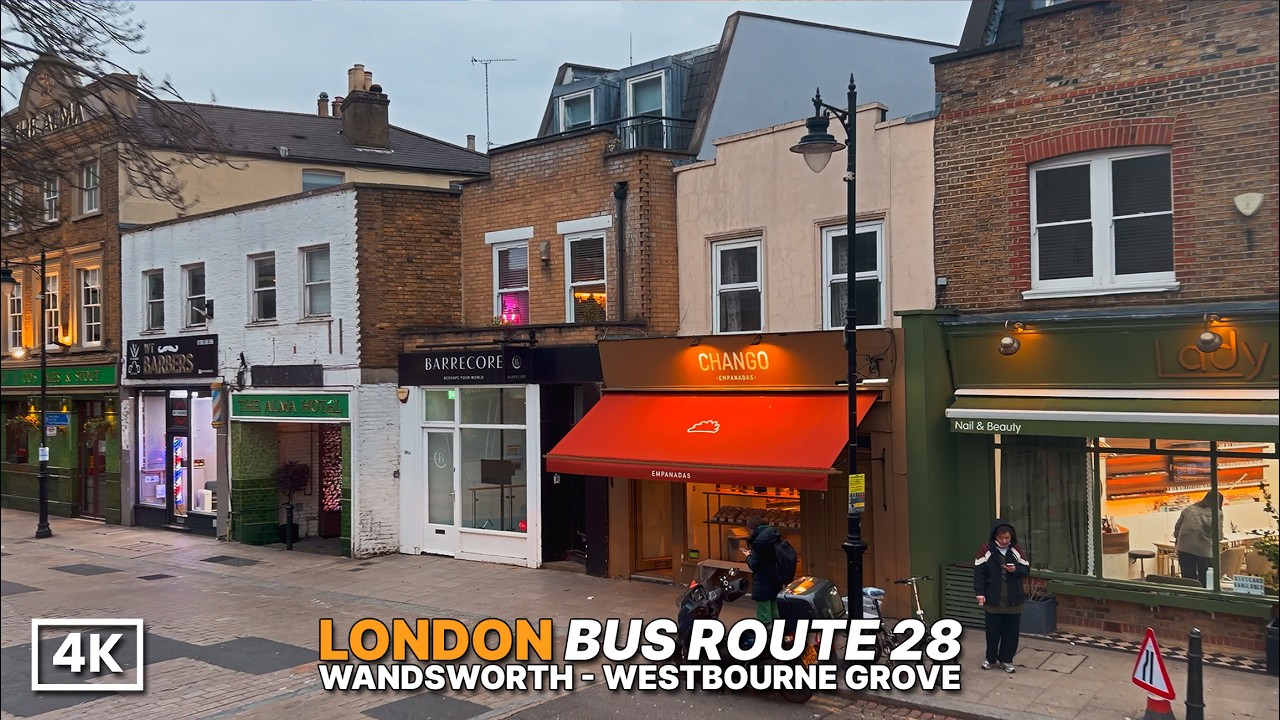 London Bus Ride Front Seat POV | Winter Journey aboard Bus Route 28 | Wandsworth to Westbourne | 4K