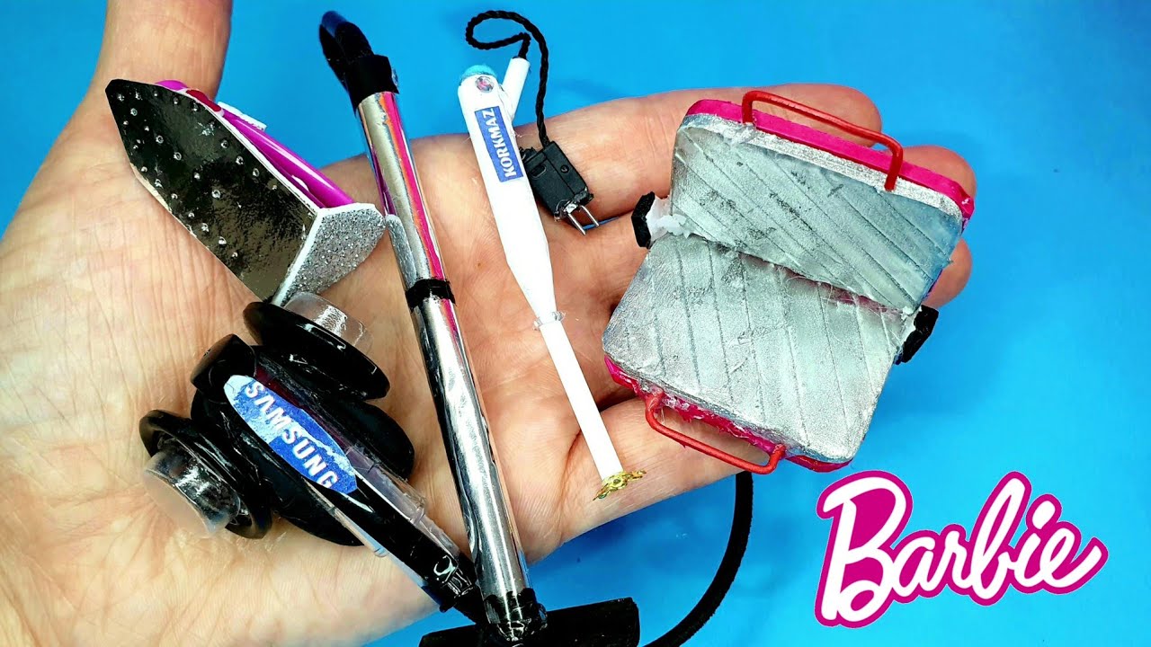 DIY Barbie İçin Minyatür Ütü, Süpürge, Mutfak Eşyaları Nasıl Yapılır | 5 dakikada hallet Barbie