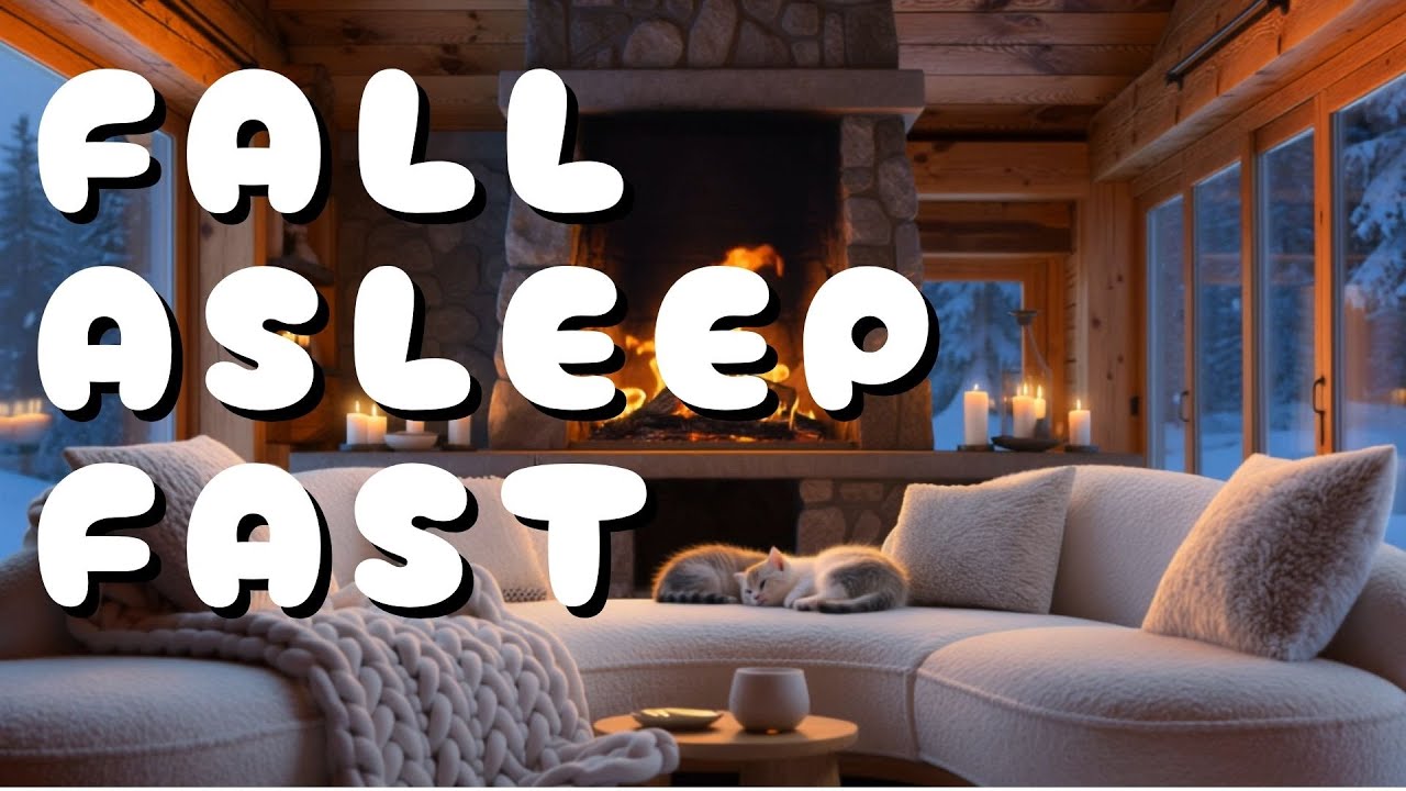 Warm Fireplace & Sleeping Cat 🐾🔥 | Fall Asleep Fast, Cozy Night Ambience (2 Hours)