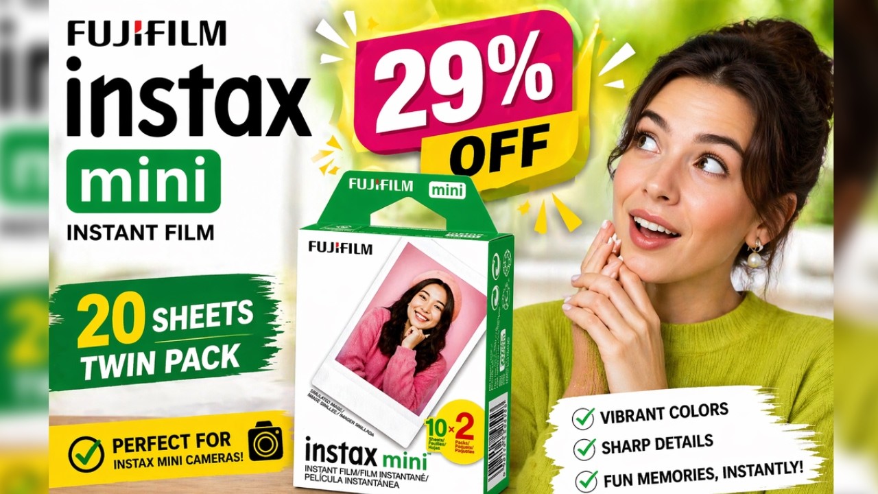 Fujifilm Instax Mini Instant Film Twin Pack 20 Sheets - White for Polaroid Cameras!